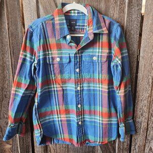 GapKids Blue Plaid Button-up Long Sleeve Heavyweight Flannel Shirt Size 8 Medium